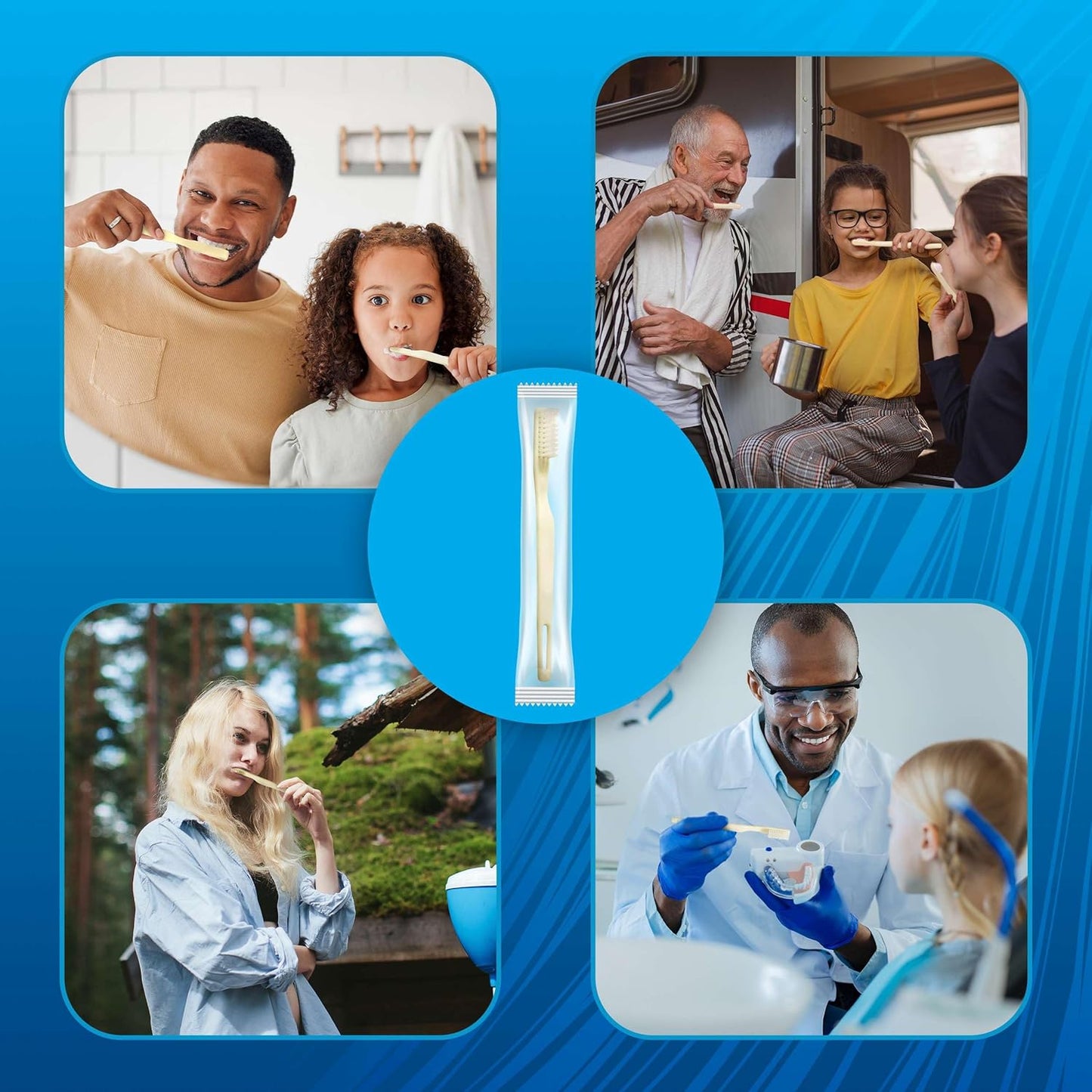 Medium Soft Toothbrushes for Adults and Kids - Box of 24 Yellow Tooth Brushes - Individually Wrapped