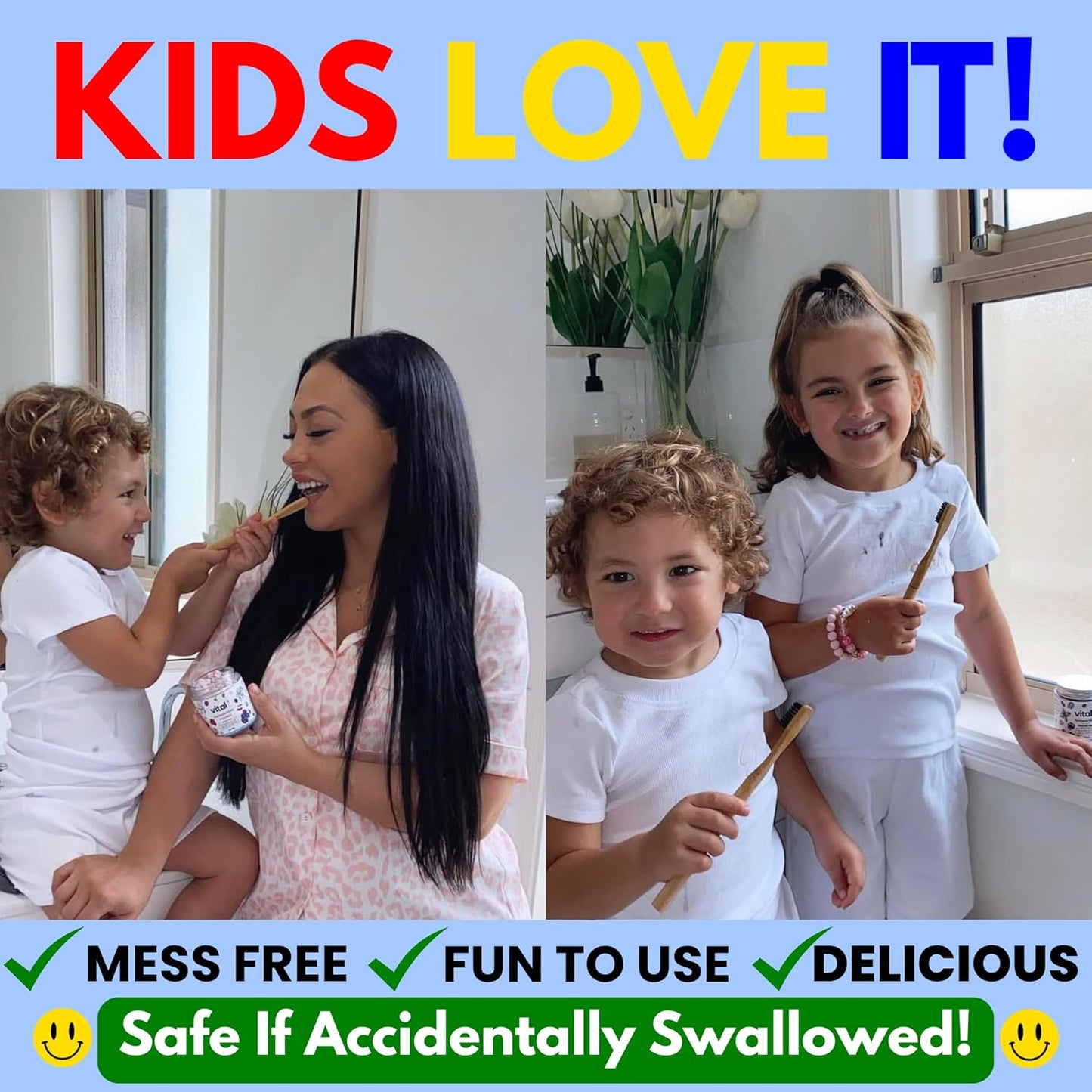 Vital Toothpaste Tabs with Nano-Hydroxyapatite | Berry Blast | Remineralizes Teeth | Kids Love It! | Fluoride Free | Plastic Free & Eco Friendly | Travel & TSA Approved | 248 Tablets (4 Months)