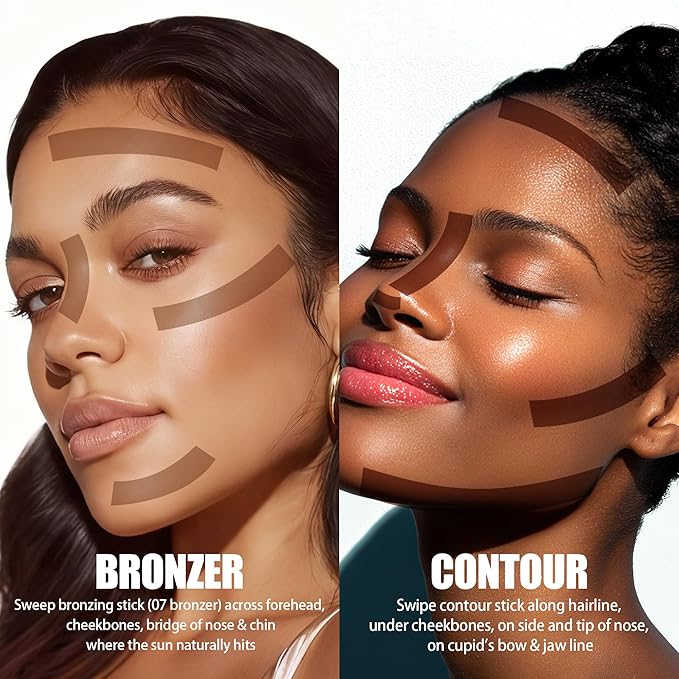 Cream Contour Stick, Cool Toned Contour & Sculpt Stick for Natural Sculpted Face Makeup, Creamy Texture & Non Cakey, Long Lasting Cream Bronzer Stick, Buildable & Highly Pigmented, (06 Tawny Amber)