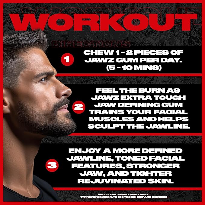 Jawline Chewing Gum (4 Month Supply) Watermelon - Define Your Jawline, Slim and Tone Your Face - Facial Exerciser for Men and Women - Sugar Free Hard Gum (10 Packs) (120 Pieces)