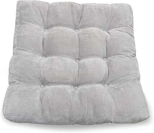 LANITI 24” Inch Extra Large Floor Cushions Tufted Floor Pillow for Adults Square Meditation Ultimate Comfort Oversized Pillows for Floor Cushion (Grey)