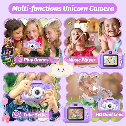 Upgrade Kids Camera, Christmas Birthday Gifts for Girls Boys, 1080P HD Selfie Digital Video Camera for Toddlers, Cute Portable Little Girls Boys Gifts Toys for 3 4 5 6 7 8 9 Years Old