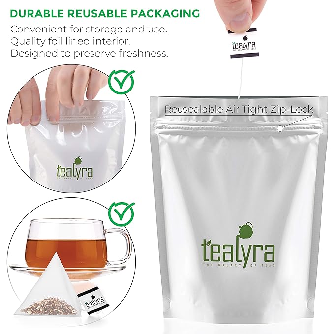 Tealyra - Raspberry Relaxation - 25 Bags - Herbal Loose Leaf Tea - Lemon Verbena - Hibiscus - Lemongrass - Calming Relaxing Bed Time Tea - Caffeine Free - 25 Sachets