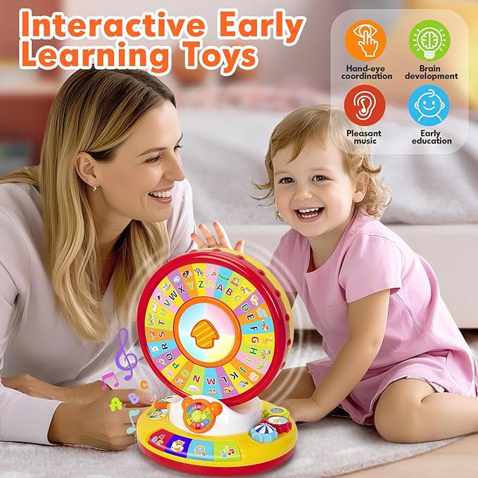 Learning Toy for 1 2 3 Year Old Boys Girls, Spin and Sing Alphabet Musical Toys with Light and Animal Sounds, Interactive Games for Toddlers 12-18 Months, Christmas Birthday Gifts for Baby Ages 1-3