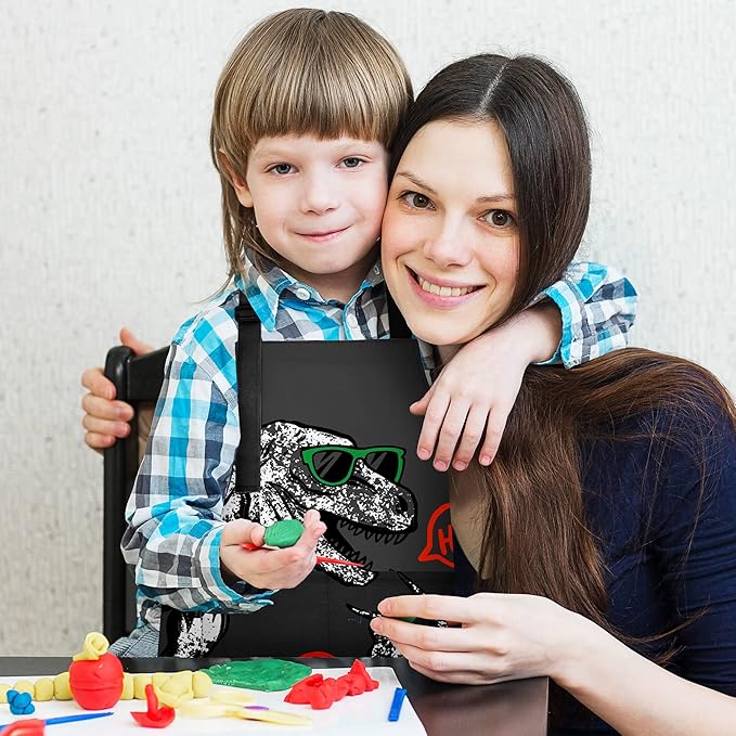 BeeGreen Kids Cooking Aprons w Adjustable Strap Kitchen Aprons w Front Pocket for Kids Toddler Painting Baking Artist