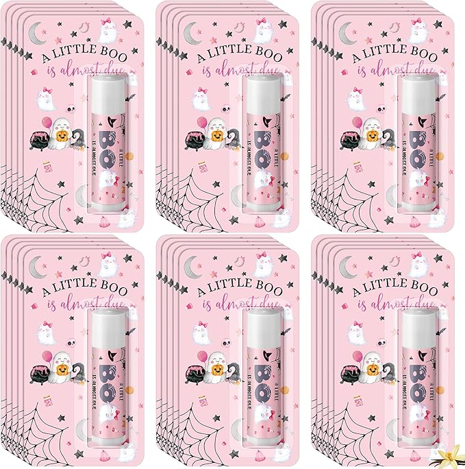30 Pack Halloween Little Boo Baby Shower Games Prizes Party Gifts Bulk Lip Balms Favors for Winners Adults Guests Gender Reveal Favors Decorations Baby Shower Souvenirs Gift Bags Stuffers