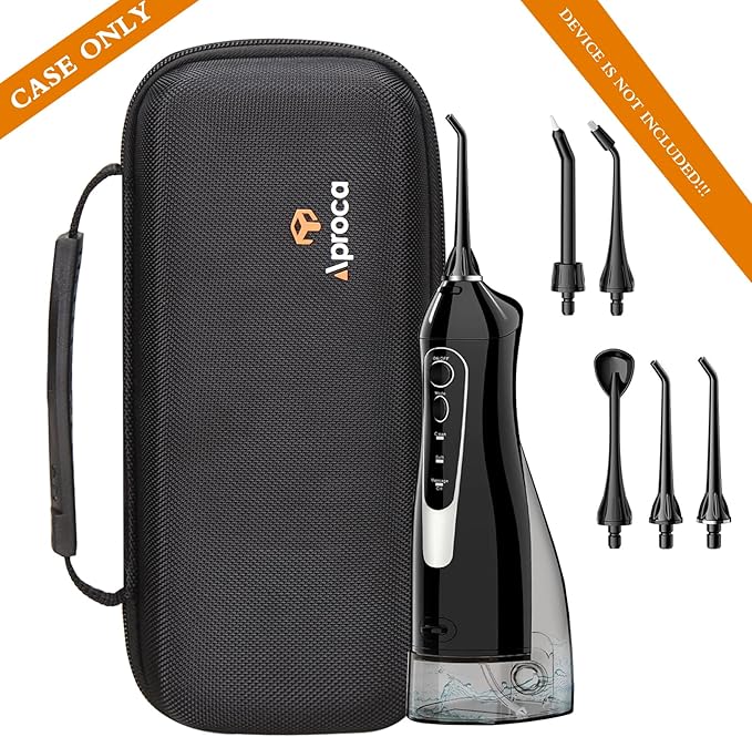 Aproca Black Hard Storage Protective Case, for COSLUS Water Dental Flosser Portable Cordless Oral Irrigator F5020E and Accessories