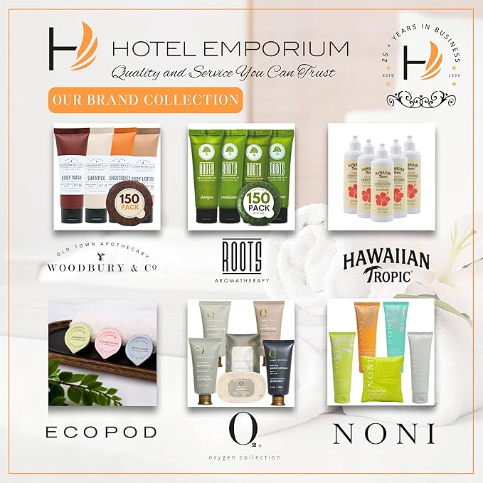 WOODBURY & CO Travel Size Shampoo and Conditioner Supplies For Guests,Airbnb Essentials for Hosts,Mini Shampoo And Conditioner Sets,Hotel Toiletries,Air Bnb Kit For Bathroom Body Wash Lotion,(150 Pcs)