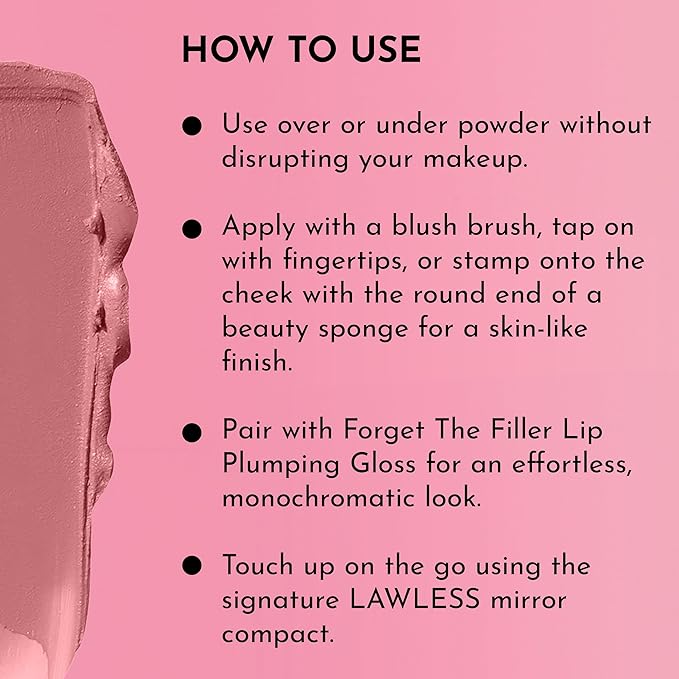 LAWLESS Pinch My Cheeks Soft-Blur Cream Blush - Angel - Premium Blush with Natural Ingredients to Re-Energize and Protect the Skin While Imparting a Soft, Cloudy Finish - 0.18 oz