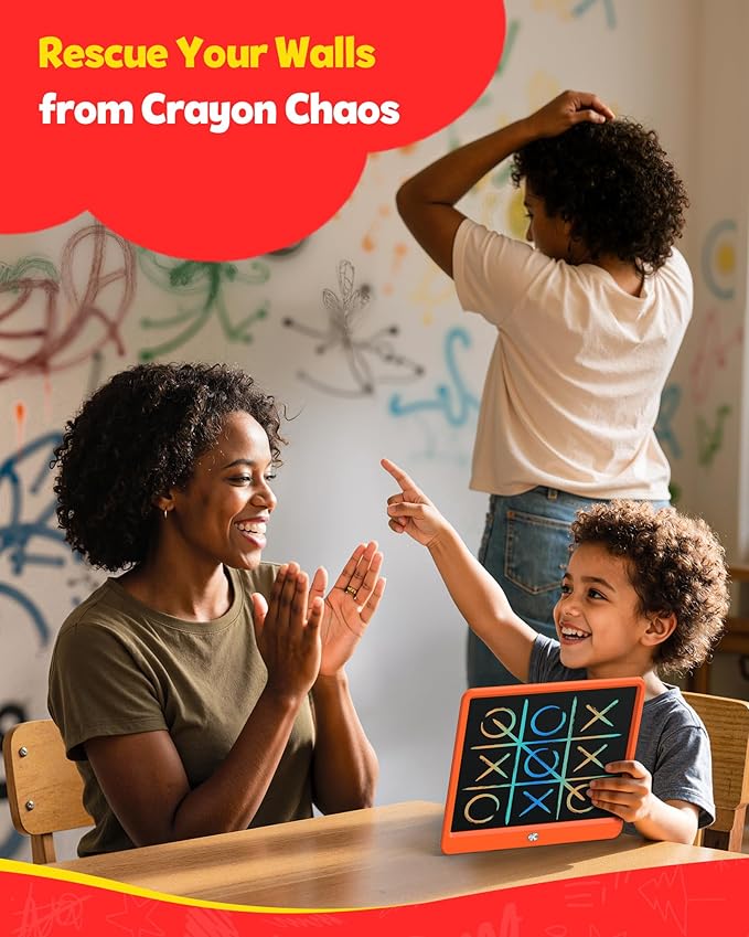 TEKFUN LCD Writing Tablet Doodle Board, 12inch Colorful Drawing Tablet Writing Pad, Kids Travel Essentials, Toddler Toys 5 6 7 8 Year Old Girls Boys (Orange)