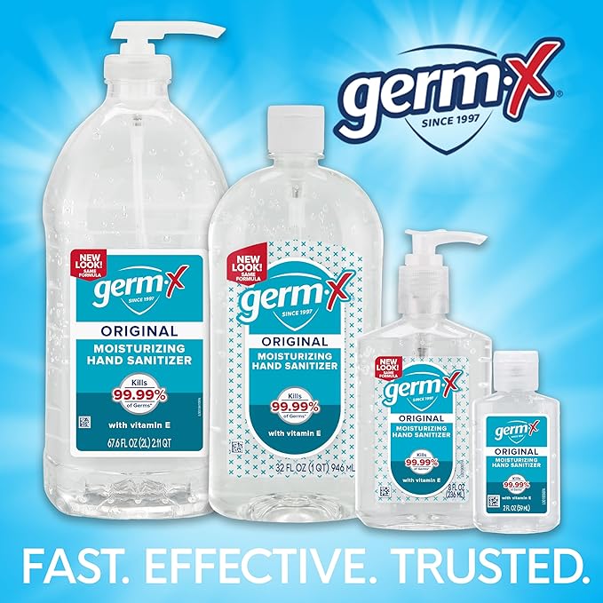 Germ-X Original Hand Sanitizer, 67.4 Fl Oz (Pack of 1), Less Drying Moisturizing Gel with Vitamin E, No Rinse Formula, Bulk Size Pump Bottle for Long Term Use