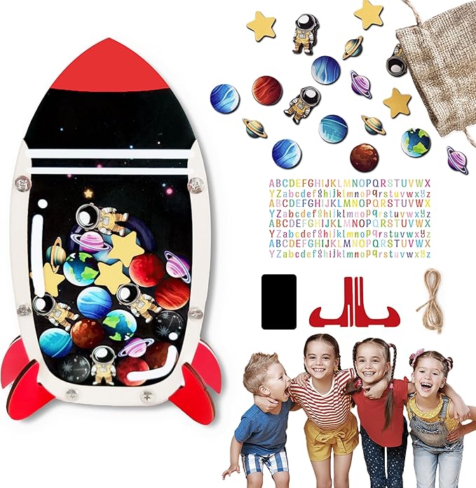 Magnetic Reward Jars for Kids - Space Explorer Rocket Reward Jar with Colorful Letter Stickers | Kids Behavior & Chore Chart for Classroom Incentives, Home, and Potty Training（33 PCS)