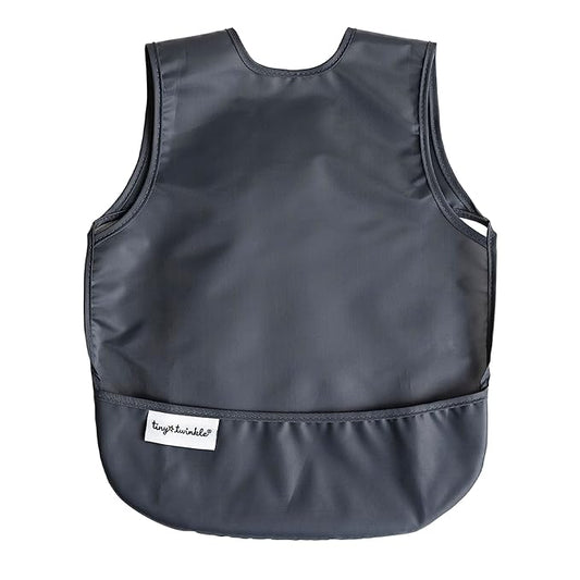 Tiny Twinkle Mess Proof Baby Bib for Boys | Waterproof Toddler Bib for Eating | Baby Apron for Feeding, Machine Washable | Perfect Shower Gift (Charcoal, 6–24M)