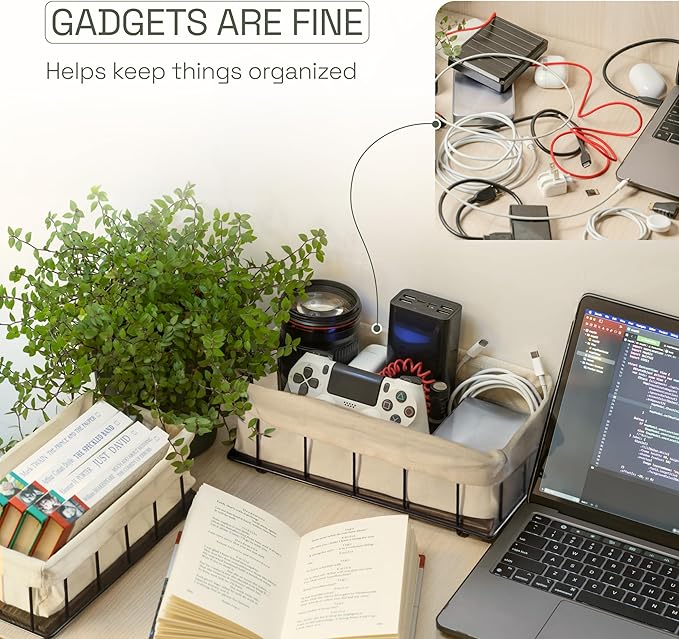 BAOBAB WORKSHOP Set of 2 Wooden Bathroom Baskets Organizer & Storage - Basket for Bathroom & Kitchen Decor - Toilet Tank Tray - Toilet Paper Basket for Back of Toilet Organizer