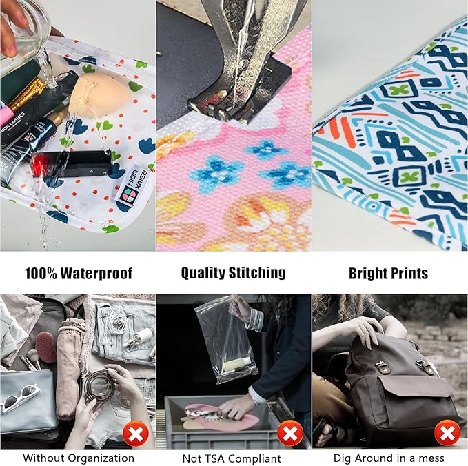 TSA Approved Toiletry Bag, Set of 3 Clear Travel Toiletry Bag Quart Size Zipper Travel Pouch, Waterproof Makeup Cosmetic Bag for Women Men Kids Toiletries Carry on, Hearts