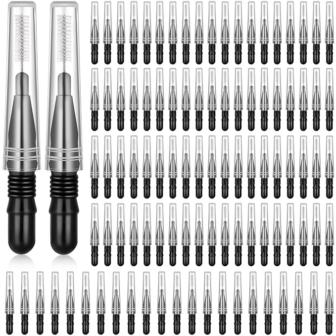 BBTO 100 Pcs Braces Dental Brush Flosser for Cleaner Interdental Brush Toothpick Tooth Flossing Head Oral Dental Toothpick Cleaners Cleaning Tool(Black)