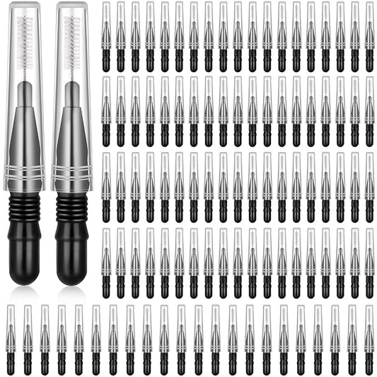 BBTO 100 Pcs Braces Dental Brush Flosser for Cleaner Interdental Brush Toothpick Tooth Flossing Head Oral Dental Toothpick Cleaners Cleaning Tool(Black)