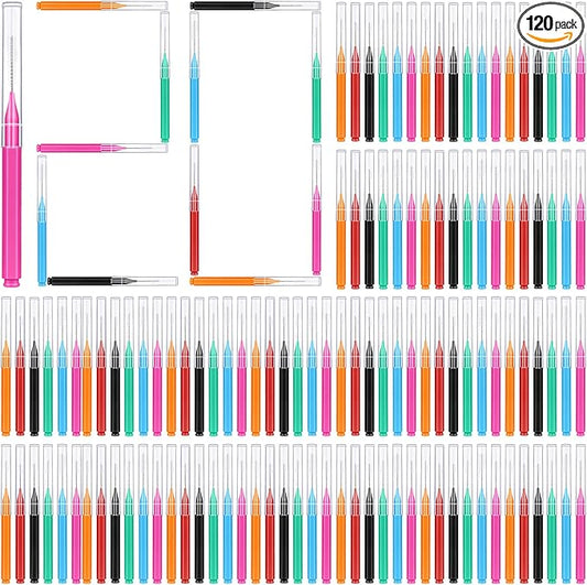 120 Pieces Interdental Brushes Between Teeth, Braces Toothbrush Flossers Cleaner Dental Floss Picks for Teeth Braces Orthodontic Hygiene Cleaning Tools (Bright Colors, Multiple Sizes)