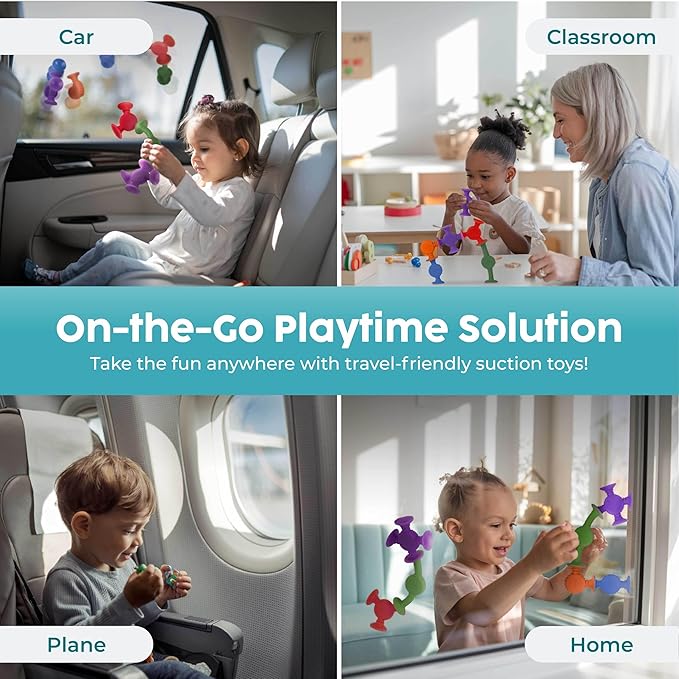 BUNMO Stocking Stuffers for Kids - Toddler Suction Bath Toys - Connect, Build, Create - Toddler Stocking Stuffers - Fine Motor Skills - Stimulating Sensory Fun - Original 24 Pack