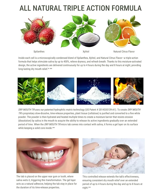 Dry Mouth TR by NeuOra Microceuticals: 8 Hour Time-Release Oral Micro Tabs, 3pk