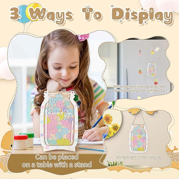 Personalized Magnetic Reward Jar for Kids, Star Jar Reward System with Colorful Letter Stickers, Potty Training Chart Toddler Boys/Girls, Positive Behavior Chart for Classroom (40Pcs)