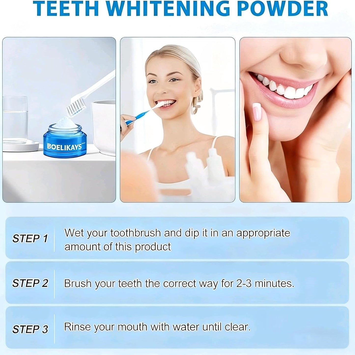 2 PCS Teeth Whitening Powder - No Sensitivity,Removes Stains - Enamel-Safe Toothpaste Whitening Powder for Coffee, Tea, Food, Wine, and Tobacco Stains O/B
