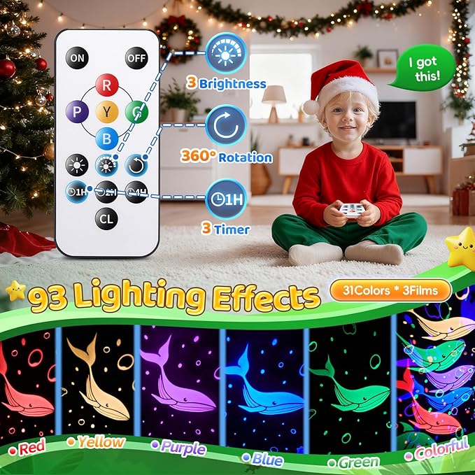 Dinosaur Toys for Kids 3-5, 【Remote+3 Films+93 Effects】 Dinosaur Toys for Kids 2-4, 【3 Timer+5 Brightness】 3 Year Old Boy Gift, Rotate 3 Year Old boy Birthday Gift, Boys Christmas Gifts Boys
