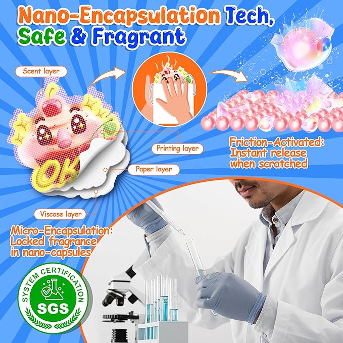 HORIECHALY 240 Pcs 3D Large Food Scratch and Sniff Stickers, Motivational Reward Scented Sticker for Kids & Teachers, Smelly Stickers for Classroom, Birthday, Student Party, School