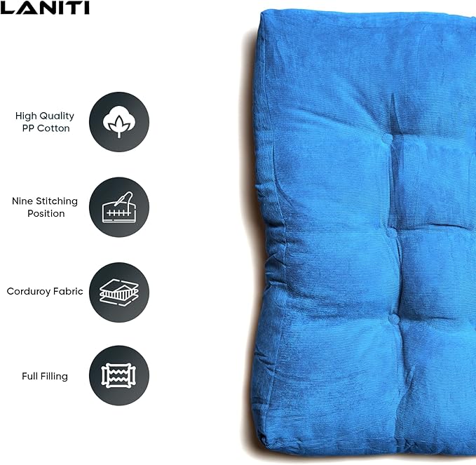 LANITI 24” Inch Extra Large Floor Cushions Tufted Floor Pillow for Adults Square Meditation Ultimate Comfort Oversized Pillows for Floor Cushion (Aqua)