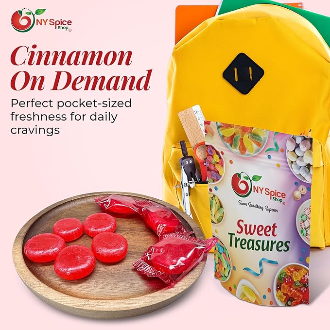 NY Spice Shop Cinnamon Discs Candy - 1 Pound Red Cinnamon Individually Wrapped & Sealed Hard Candy - Classic Spicy Sweets Old Fashioned Red Candies for Party Decorations