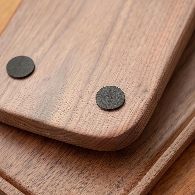 Wood Serving Tray, Small Trays for Storage, Rectangle Wooden Plates for Serving Food, Tea and Coffee, Decorative Vanity Tray for Bathroom, Tray for Kitchen Counter(Set of 2, Walnut)