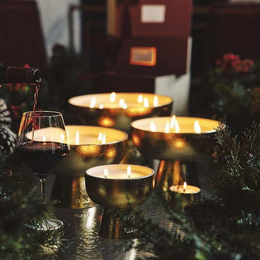 2025 Gold Holiday Candle | Joy - Black Plum & Cassis (Giant), Refillable Wellness, Essential Oil, Sustainable, Hand Finished, Hand Poured, Premium, Luxury Ceramic, Natural Cotton Wick, Soy-Wax Blend