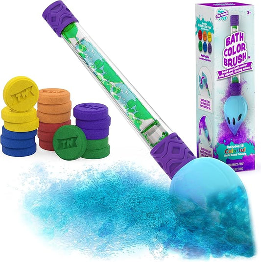 Tub Works® Bath Color Brush™ Kids Bath Bomb Set | Nontoxic & Fragrance-Free | Use Brush to Paint Water with Vibrant, Fizzing Colors | Fun BathBombs for Kids Bath | Creative Bathtub Toys for Toddlers