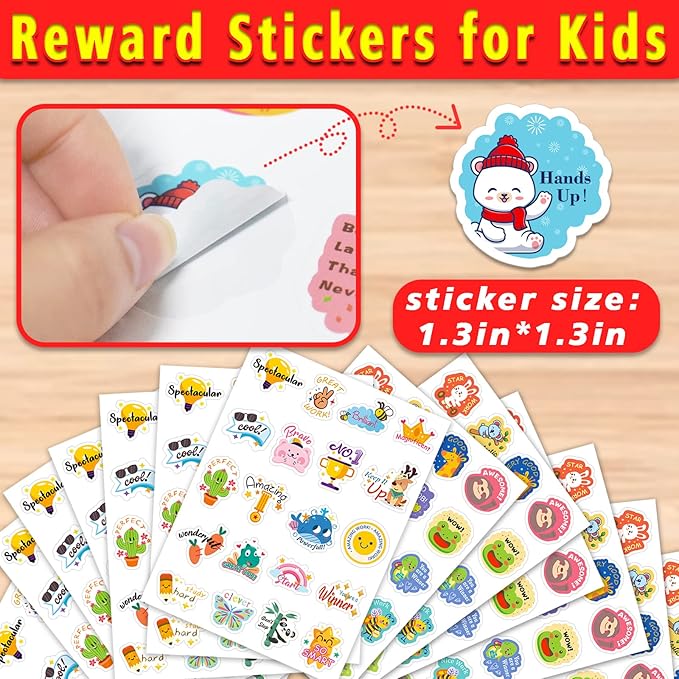 Reward Stickers for Kids,900PCS Motivational Stickers for Teachers Stickers Packs,Cute Animal Reward Stickers for Students Award School Incentive Stickers Teacher Supplies for Classroom