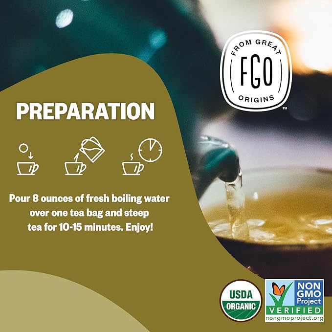 FGO Organic Ginger Tea, 100 Count, Eco-Conscious Tea Bags, Caffeine Free, Packaging May Vary (Pack of 1)