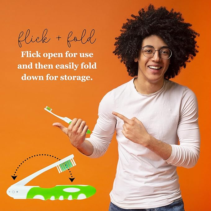 Travel Toothbrush, Portable Toothbrush Built in Cover, Travel Size Toothbrush Hiking, Camping, Traveling, Folding Toothbrushes, Collapsible Multi Color Travel Toothbrush Kit (6 Pack Soft-Multicolor)