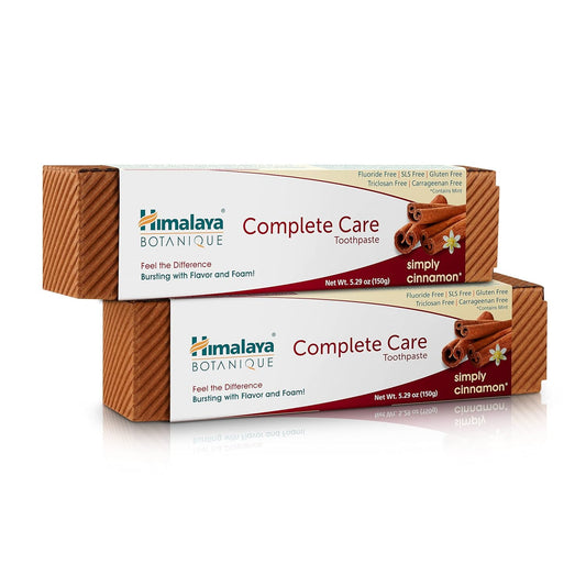 Himalaya Botanique Complete Care Toothpaste, Herbal, Cinnamon Flavor, Fights Plaque, Freshens Breath, Fluoride Free, No Artificial Flavors, SLS Free, Cruelty Free, Foaming, 5.29 Oz, 2 Pack
