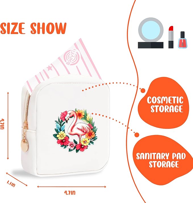 Flamingo Mini Makeup Bag, Flamingo Gift For Women Girls, Cute Portable Zipper Pouch Cosmetic Bag For Teen Girls Kids, Small Storage Bag For Sanitary Pad, Period napkin bag!