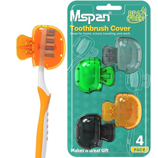Mspan Electric Toothbrush Cover Cap: Brush Head Protector Cute Plastic Clip Pod - Toothbrush Travel Case for Traveling & Home - 4 Packs