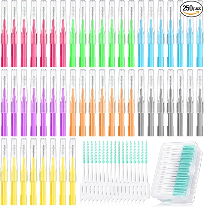 Zopeal 250 Pieces Braces Flossers Interdental Brush for Cleaner Tooth Toothpick Dental Teeth Flossing Picks Head Oral Dental Hygiene Cleaning Tool Soft Cleaners(Cute Color)