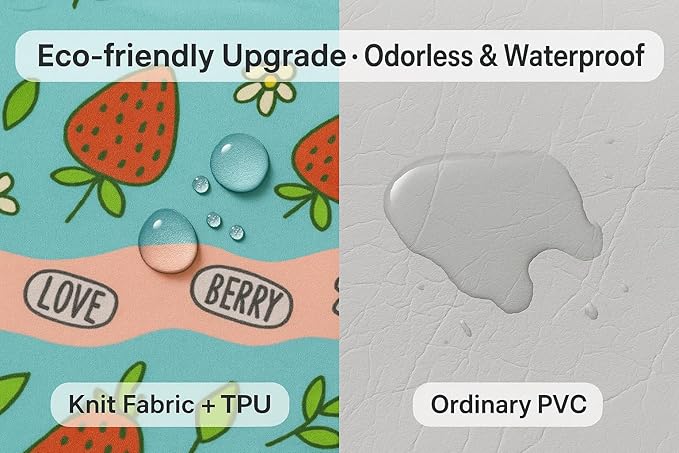 Waterproof Wet Dry Bag, Reusable Diaper Pouch with Zipper, Machine Washable Travel Organizer for Beach, Daycare, Kids, Dinosaur Pattern (Strawberry)