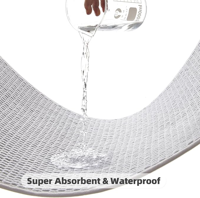 Large Bathroom Rugs Non Slip Washable Bath Rugs Super Absorbent Bathroom Rug Thin Quick Dry Low Pile Bath Mats, Light Grey 36"x48"