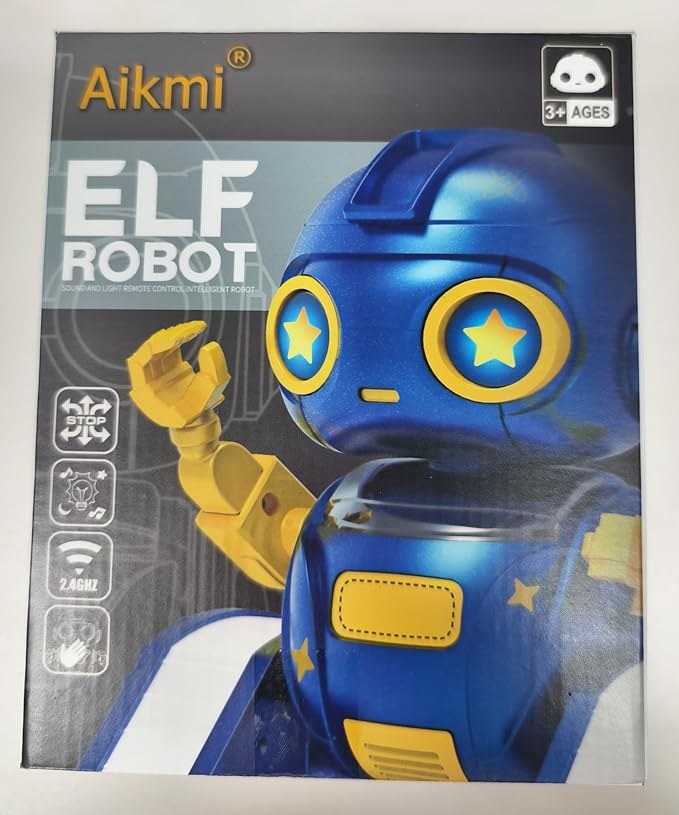 Aikmi Robot Toys for Kids 5-7, Rechargeable Remote Control Robot with Projector Night Light for Kids, Gesture Sensor, Music, Toys for 6 Year Old Boys Girls Birthday Present Boy Toy (Blue)
