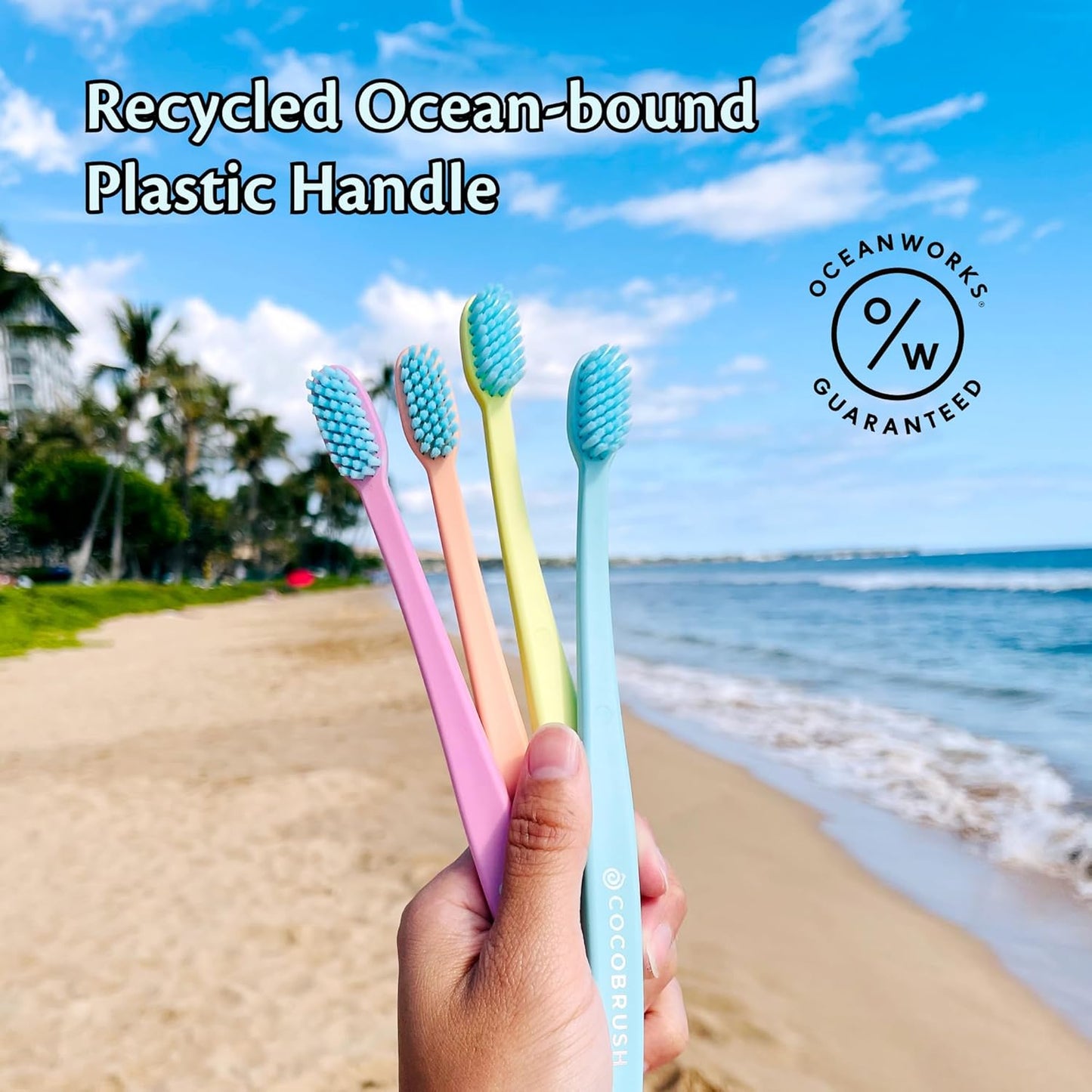 Cocofloss Cocobrush, Ultra-Soft Manual Toothbrush, Dentist-Designed, Gentle on Gums, Made from Recycled Plastic, Blue Bliss