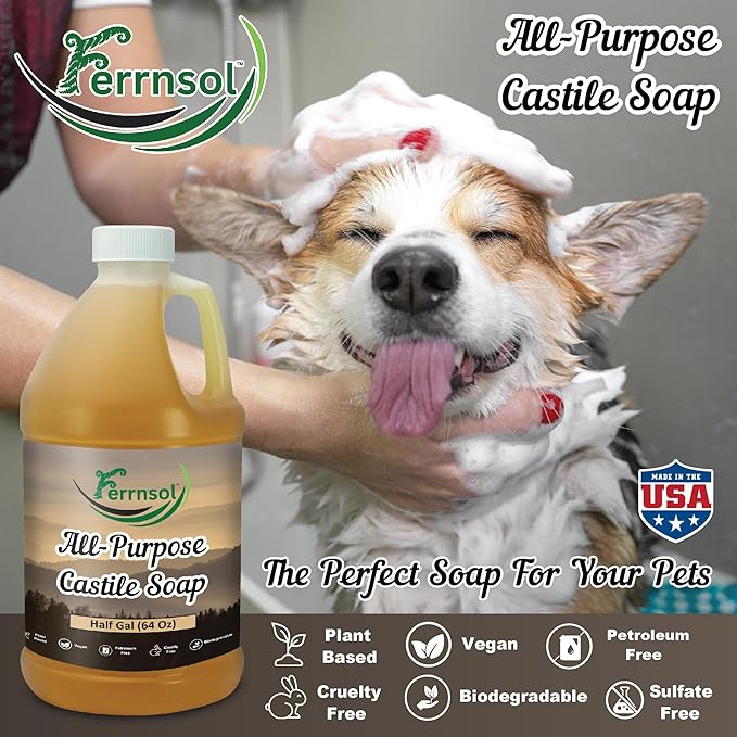AP Castile Liquid Soap (1/2-gallon) – Unscented, Fragrance-Free, Refill – Natural Multi-Purpose Soap for Home, Hands, and More – Gentle, Non-Toxic Formula – 64oz, Made in USA