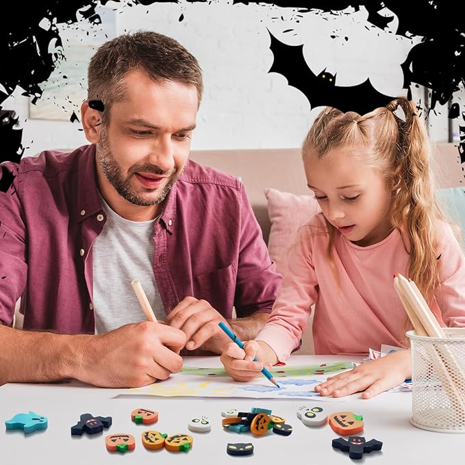 Kleeblatt Halloween Erasers for Kids Bulk 90pcs, 6 Styles Mini Fun Halloween Treats Non Candy, Party Favors for Kids, Treat Bag Fillers, Prize Box Toys for Classroom