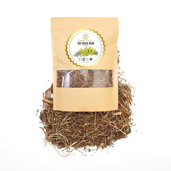 Cure wid Pure Dried Rue Herb - Ruda Planta Natural In Eco-Friendly Resealable Pouch - Rich Taste & Aromatic Dried Rue Plant Herbal Tea 2 oz/56 g
