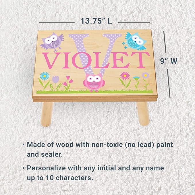 Let’s Make Memories Personalized My Own Name Step Stool - Children’s Step Stool - Sturdy Wood – Non-Toxic Paint, Sealer - Dinosaur Design - Espresso - 14’Wx9.25”Lx8.75”H - Ages 3+