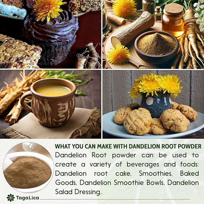 Tagalica, 10 oz Dandelion Root Powder, 100% Natural and Pure from Dandelion Root, No Additives, No Gluten, No Sugar, Vegan