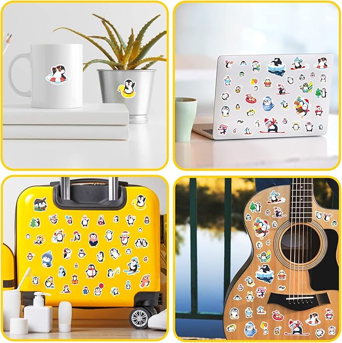 Cute Penguin Stickers 720 Counts Waterproof Cartoon Penguin Animal Decal Sticker Party Gifts Goodie Bags Decor Reward Birthday Party Favors Water Bottle Laptop Adhesive Sticker Invitation Decor